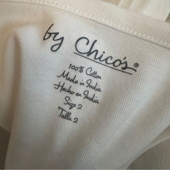 Chico's Size 2 (L) White 3/4 long sleeve top Basic T-Shirt Large Sz 12 - Picture 7 of 8
